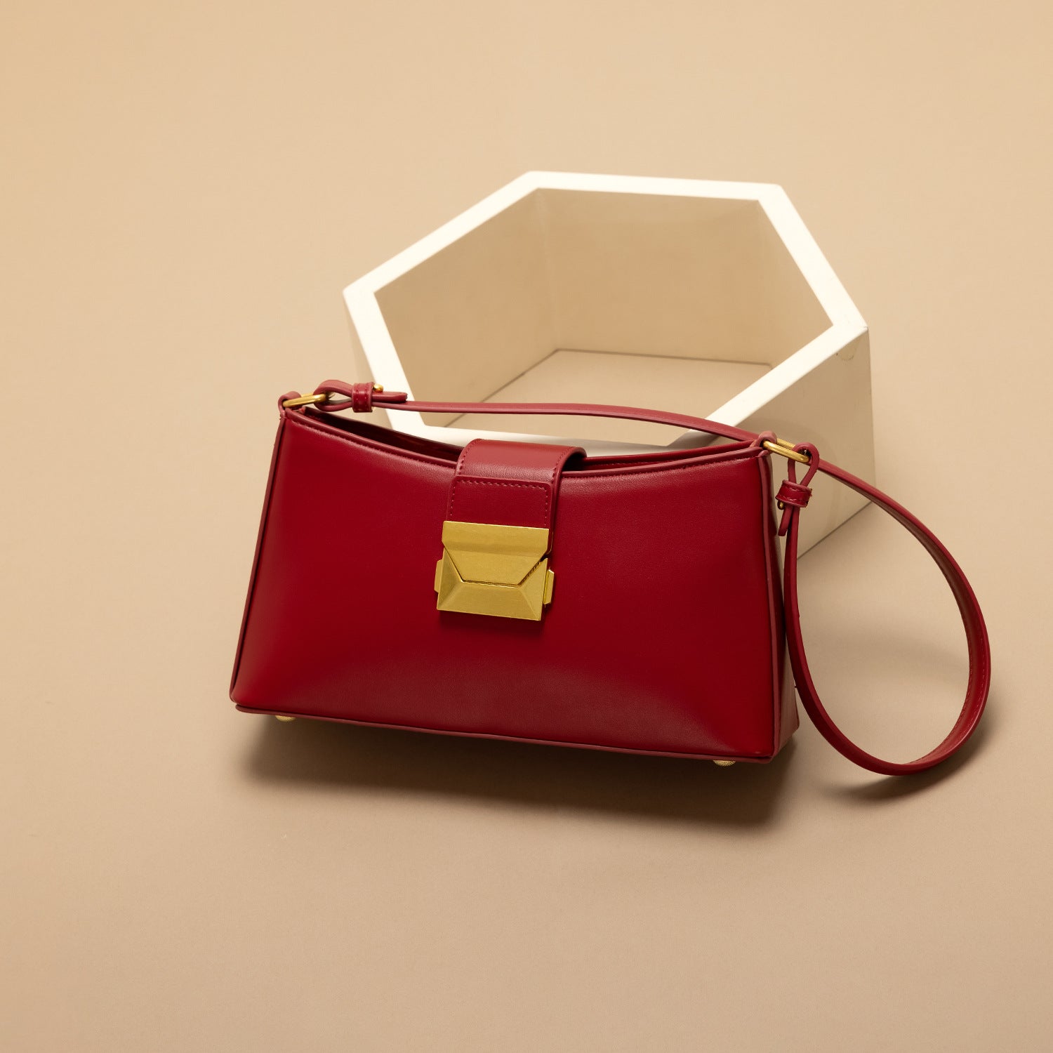 Felice - Ladies Baguette Bag, Faux Leather, col. Red