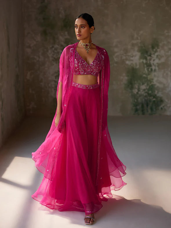 PANSY HOT PINK ORGANZA JACKET SET