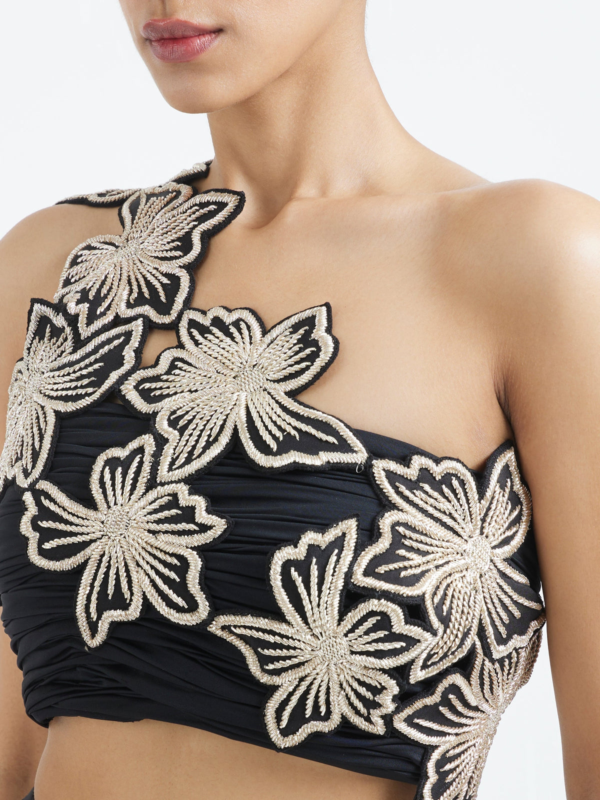 Detachable Zardozi Flowers Overlay