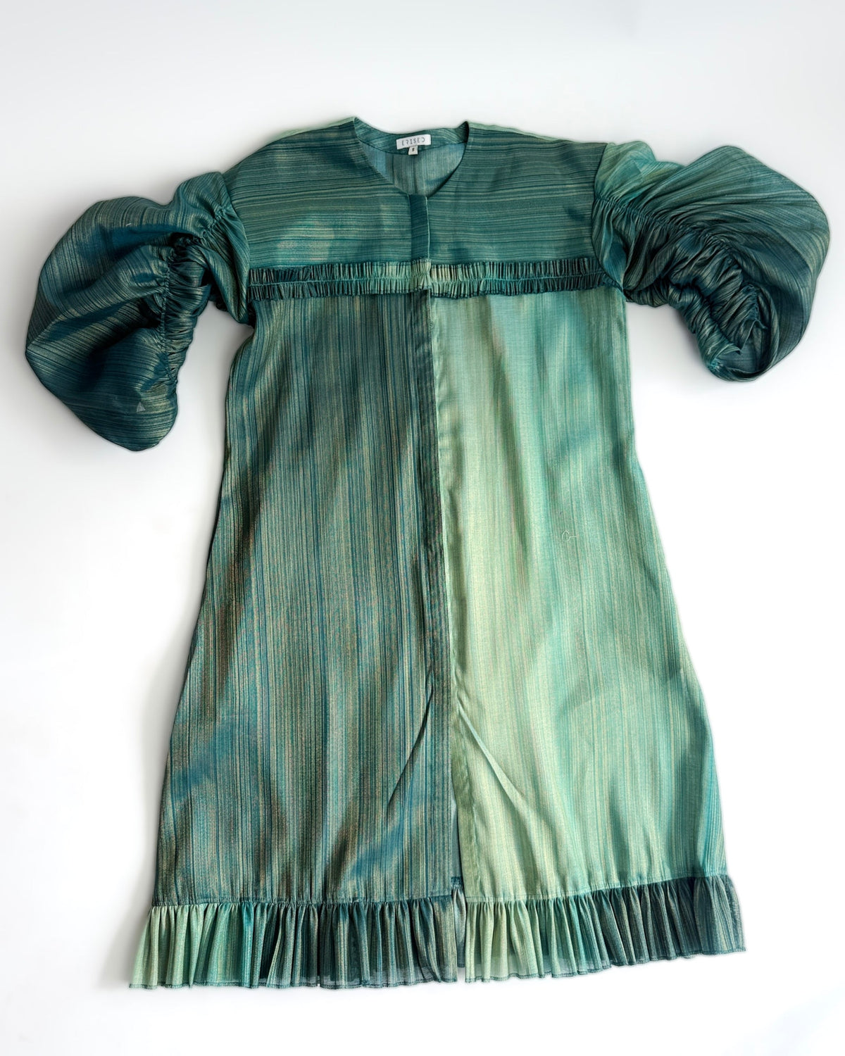 Voluminous Sleeve Dress - Teal Silk