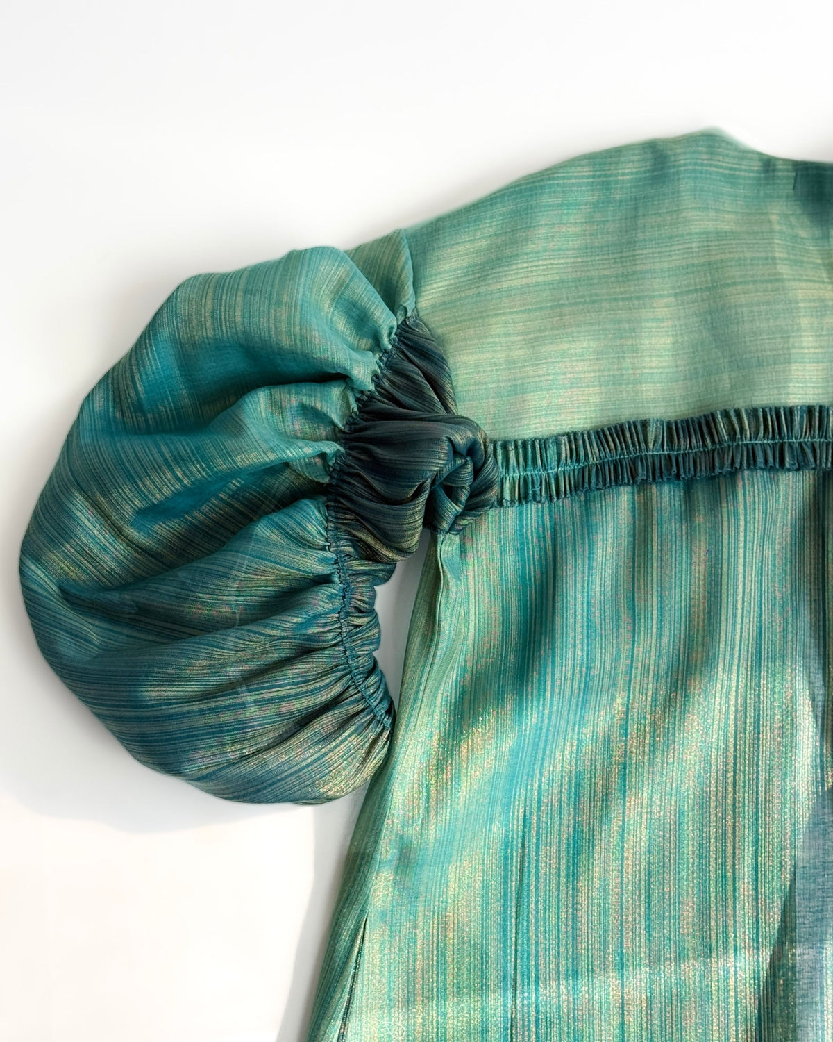 Voluminous Sleeve Dress - Teal Silk