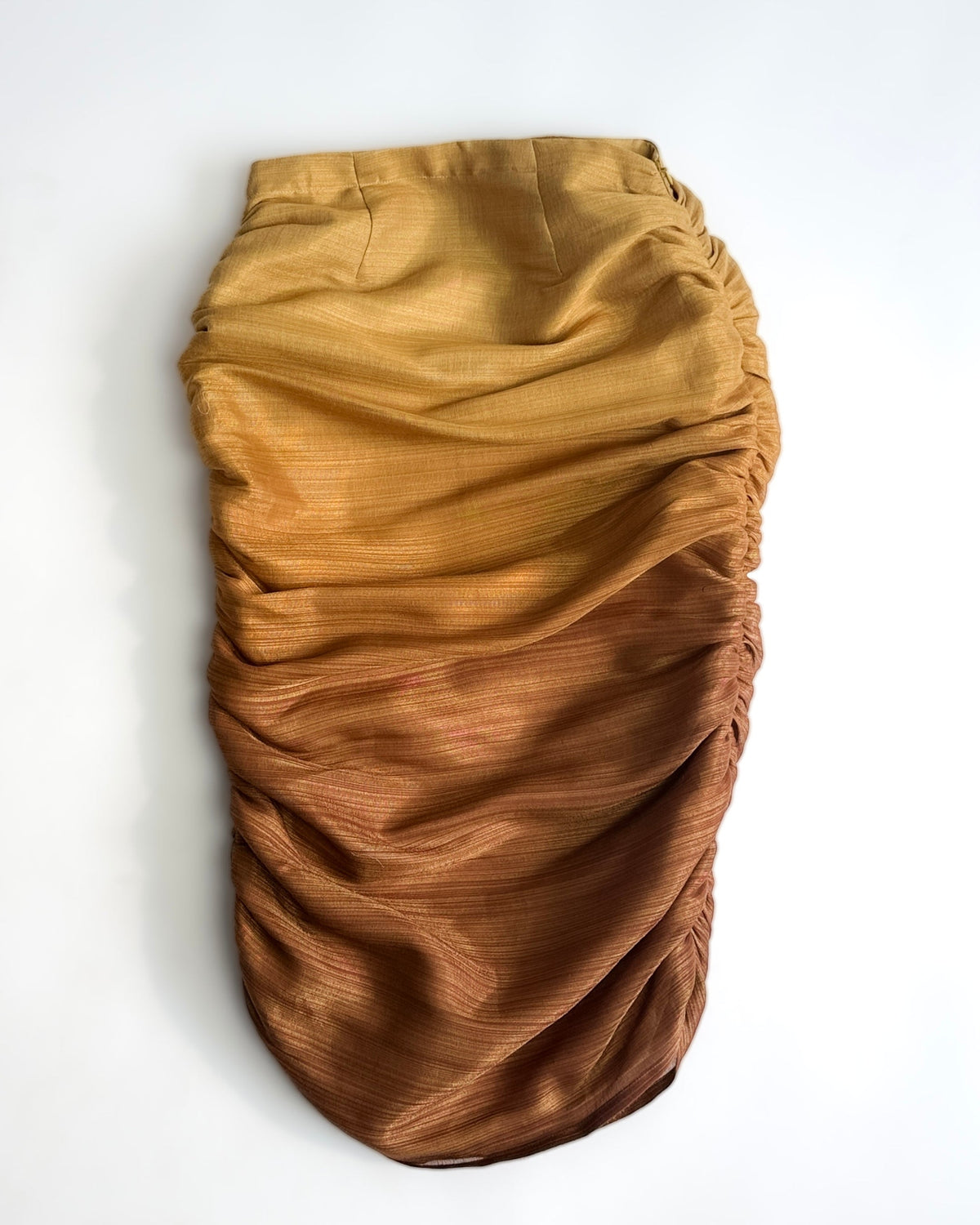 Ruched Ombre Skirt - Amber Gold