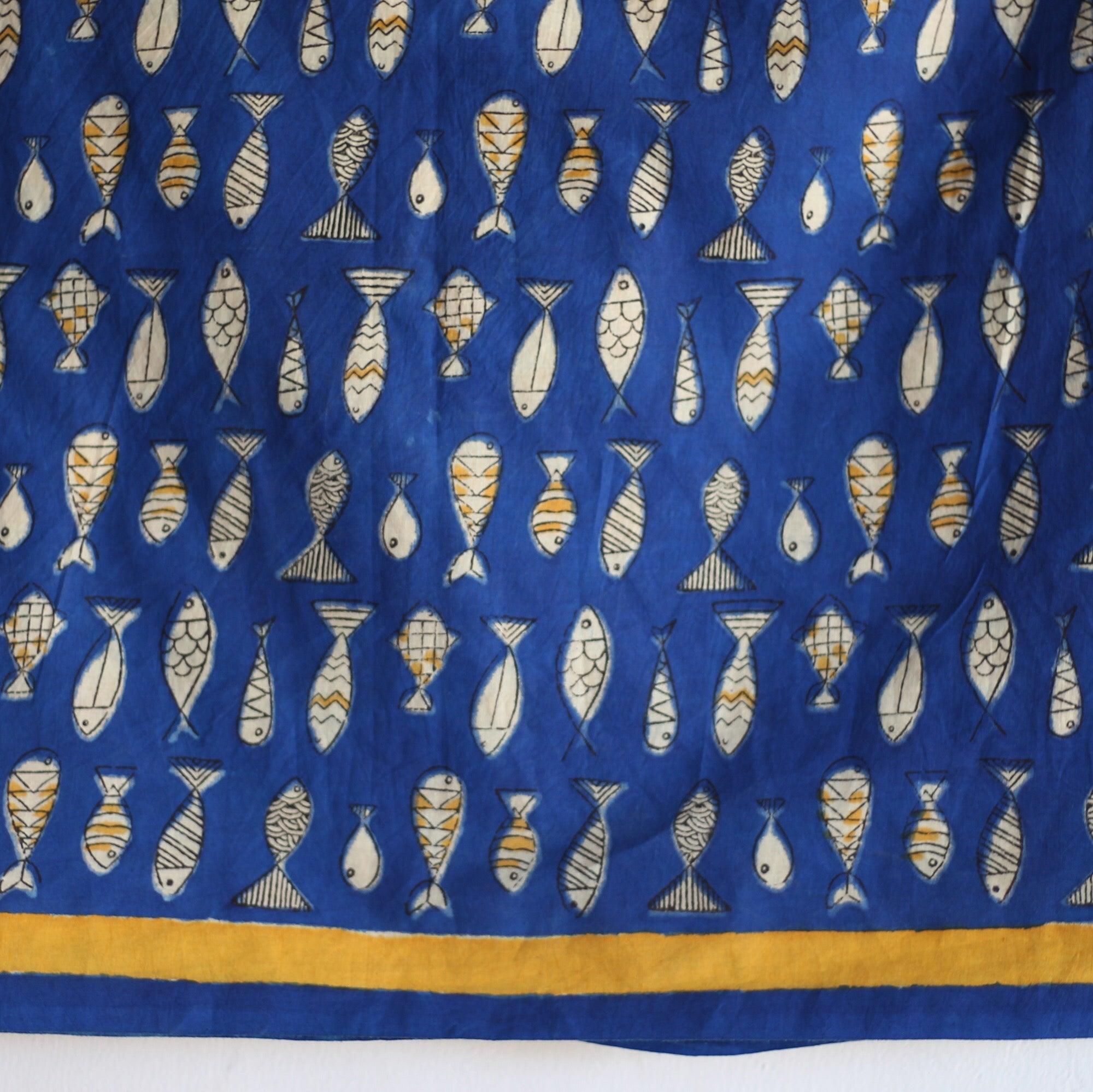 SAREE - Chex with Fish print - CHHAPA