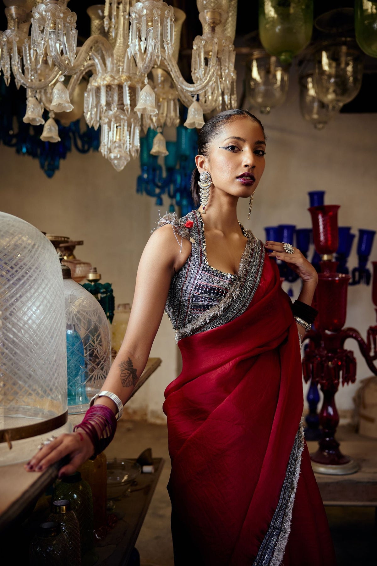 ORGANZA SAREE AND PETTICOAT