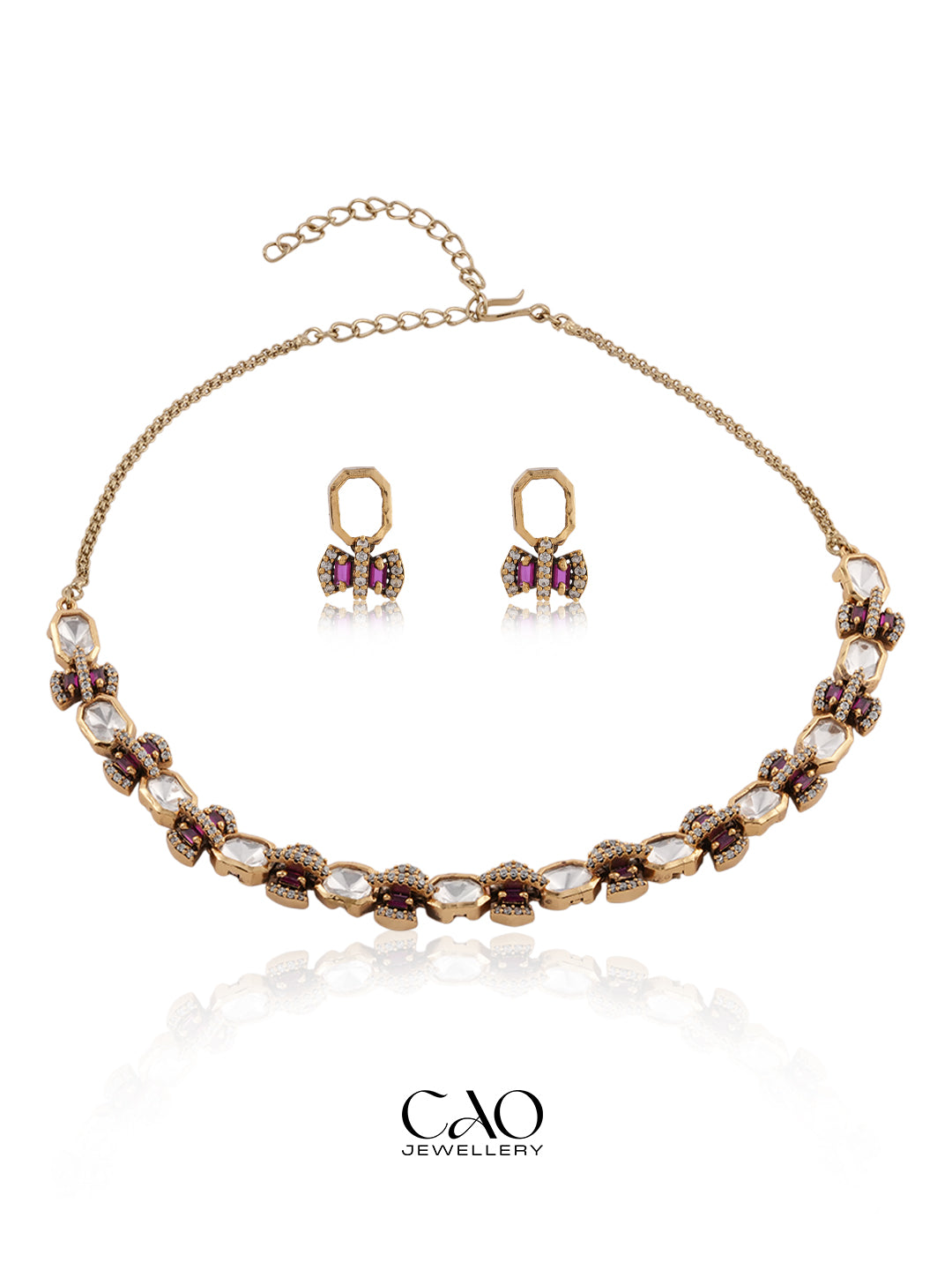 Ruby Polki Line Necklace