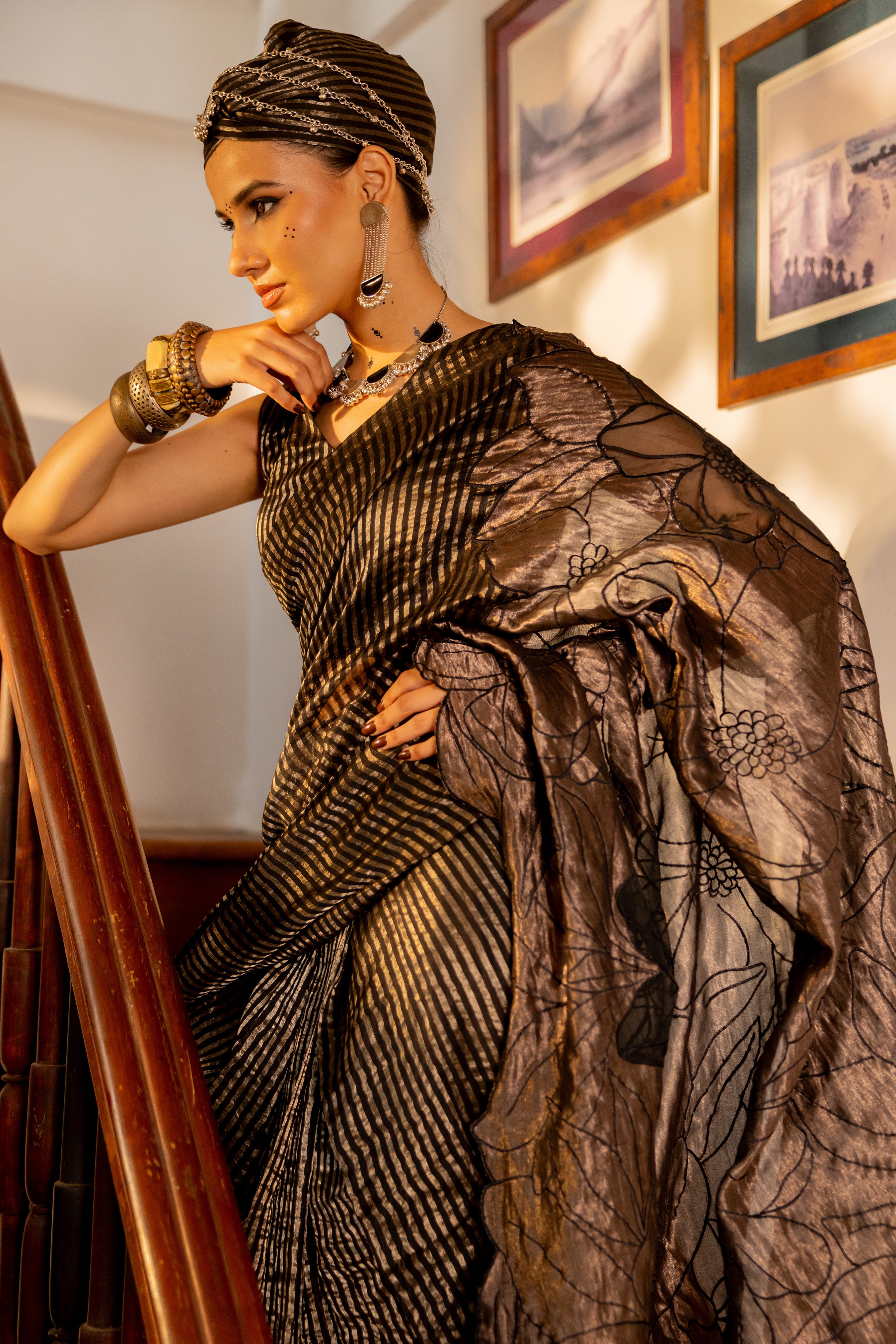 Black pre draped saree (Kali)
