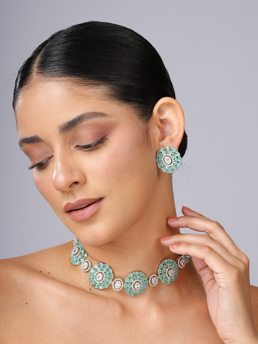 Aqua Rosette Necklace