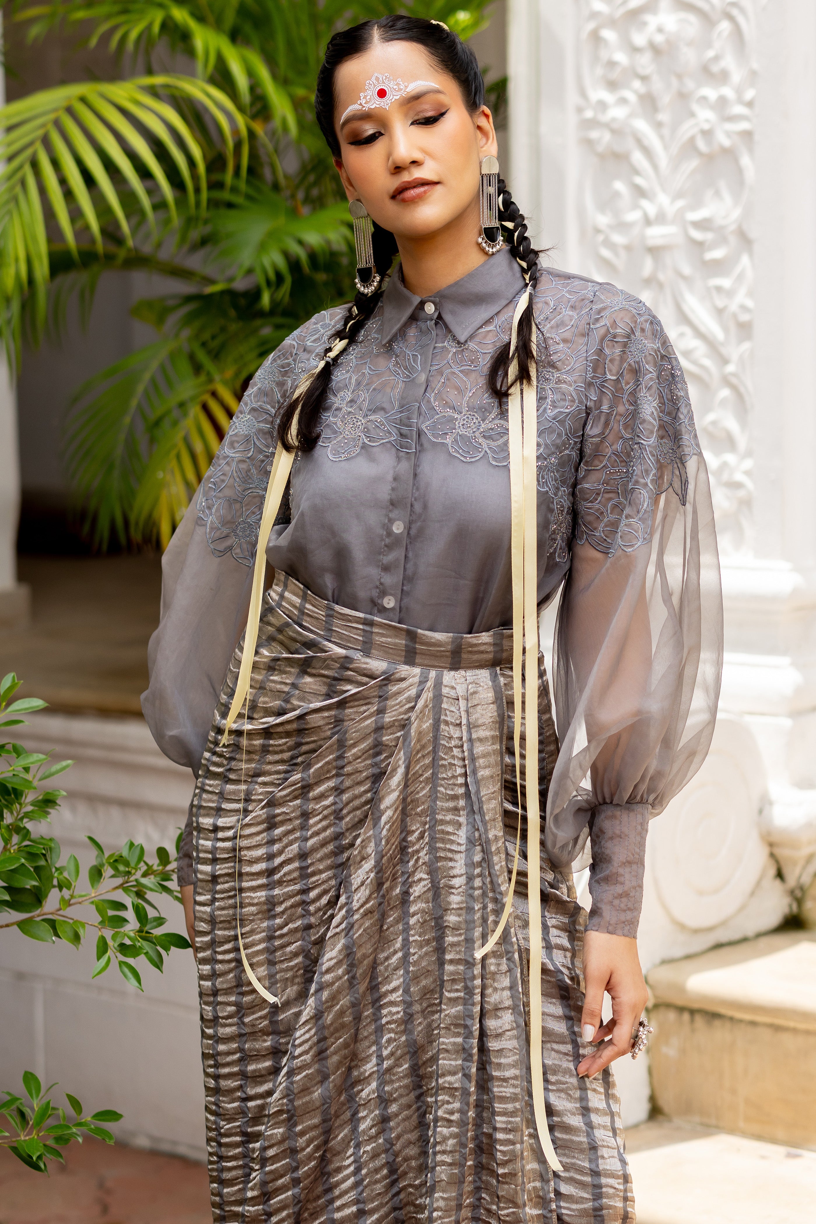 ASH SHIRT WITH DRAPE SKIRT (myrna)