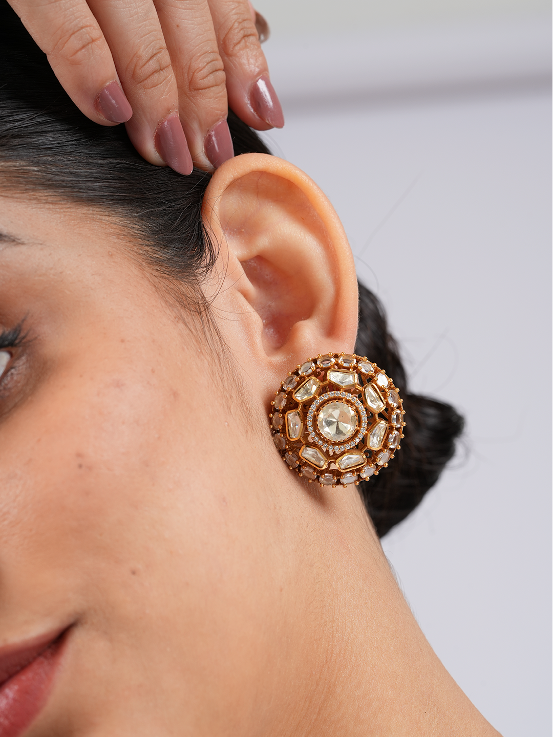Noir Polki Studs