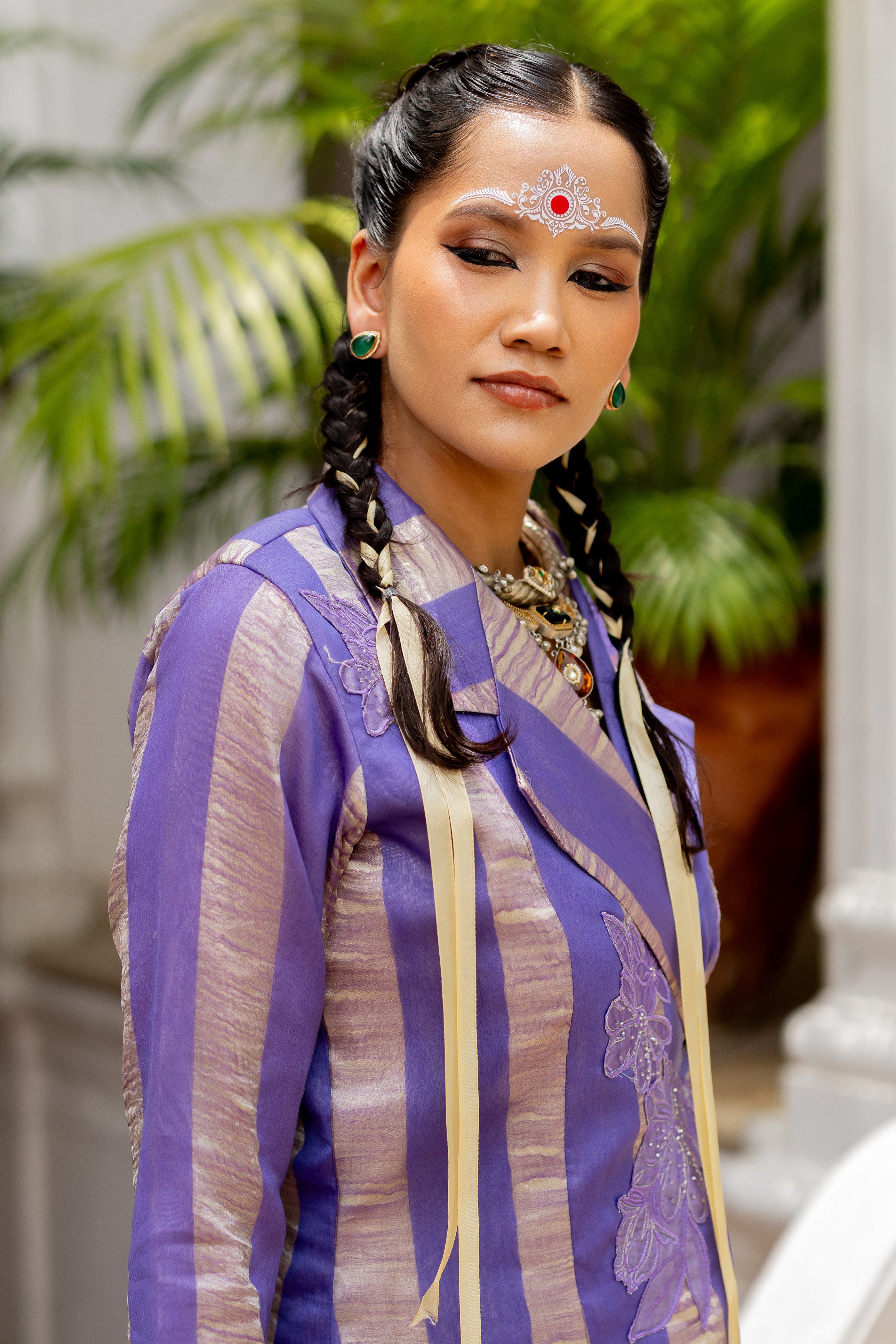 PURPLE JACKET WITH DRAPE SKIRT (Akshara)