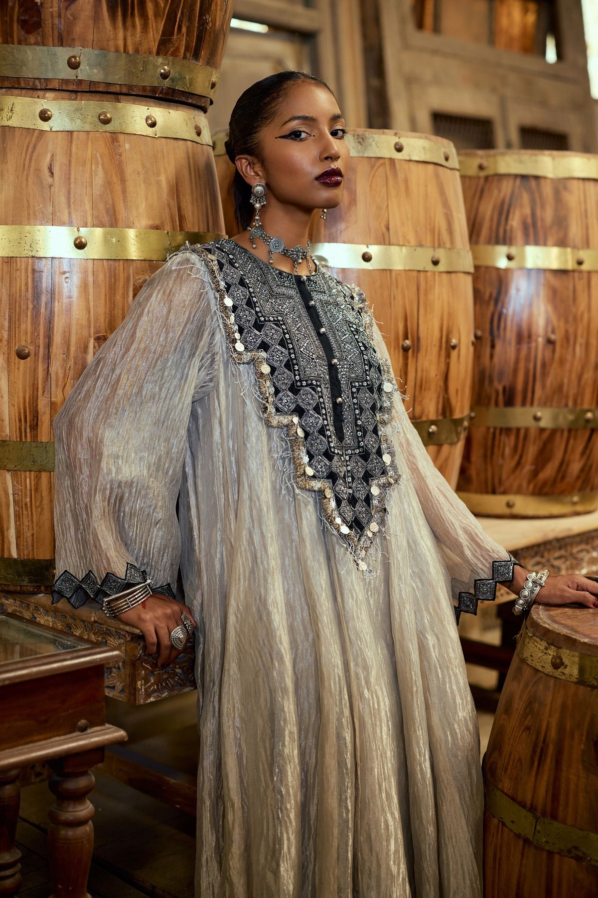 PLEATED TISSUE ANARKALI AND PANTS