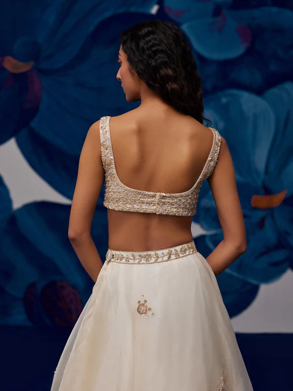 Moonlit Ivory Silk Organza Lehenga Set