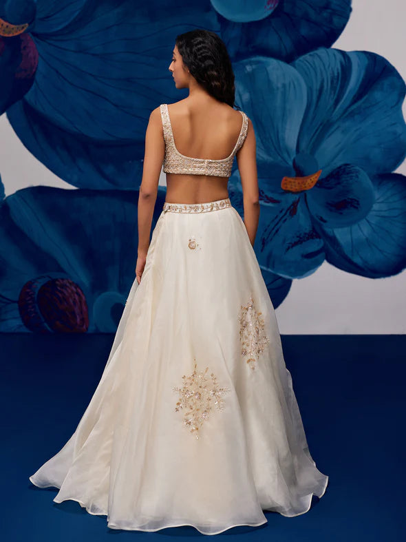 Moonlit Ivory Silk Organza Lehenga Set