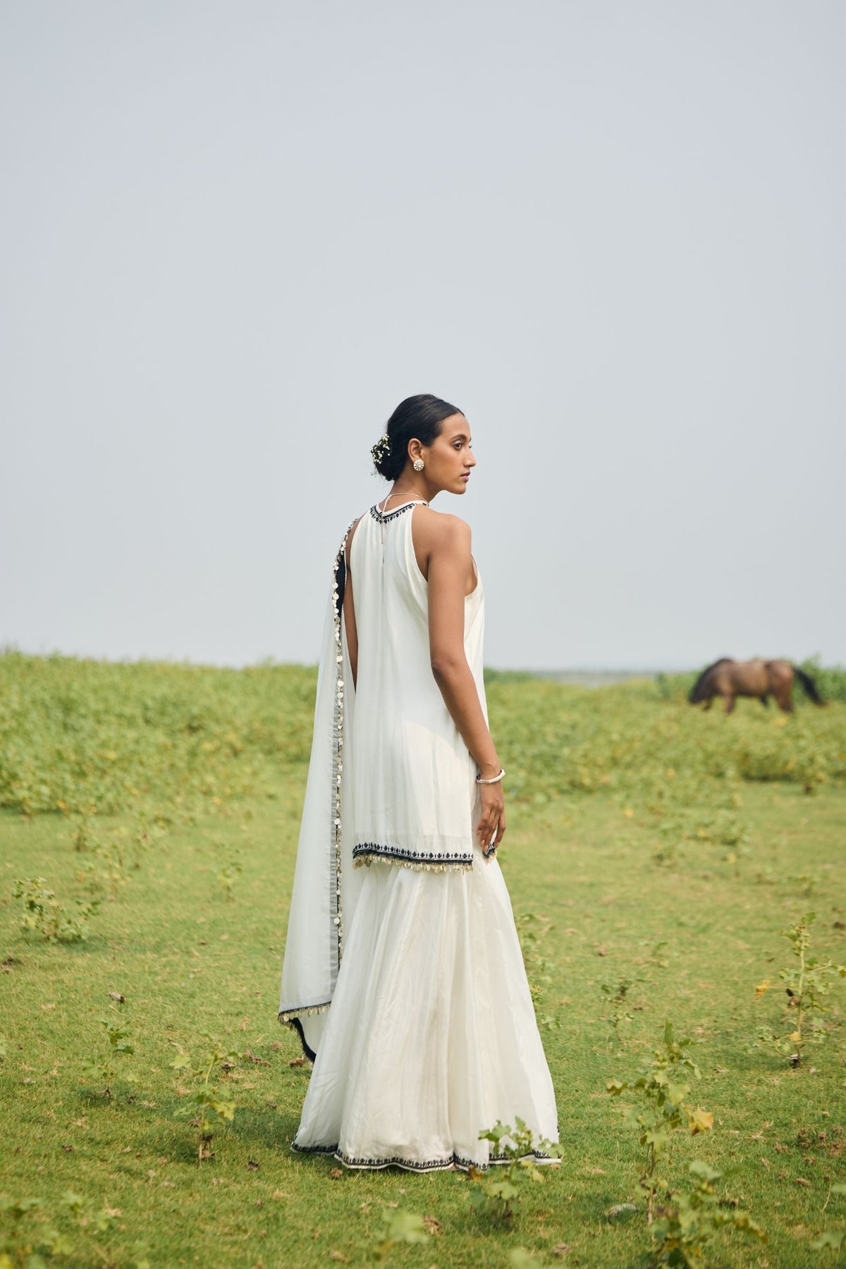 GHARARA PAIRED WITH SHORT KURTA AND DUPATTA