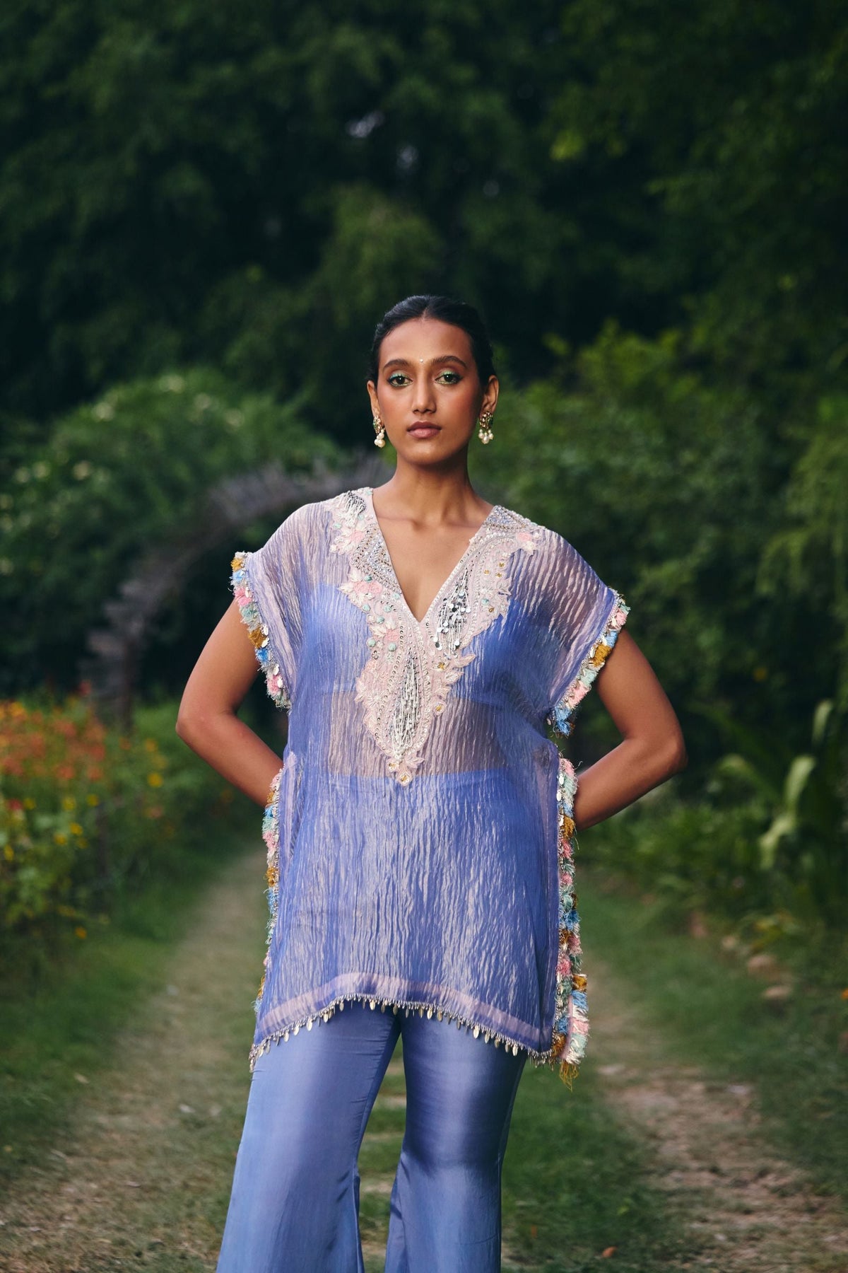 KAFTAAN  PAIRED BLOUSE AND BELL BOTTOM PANT