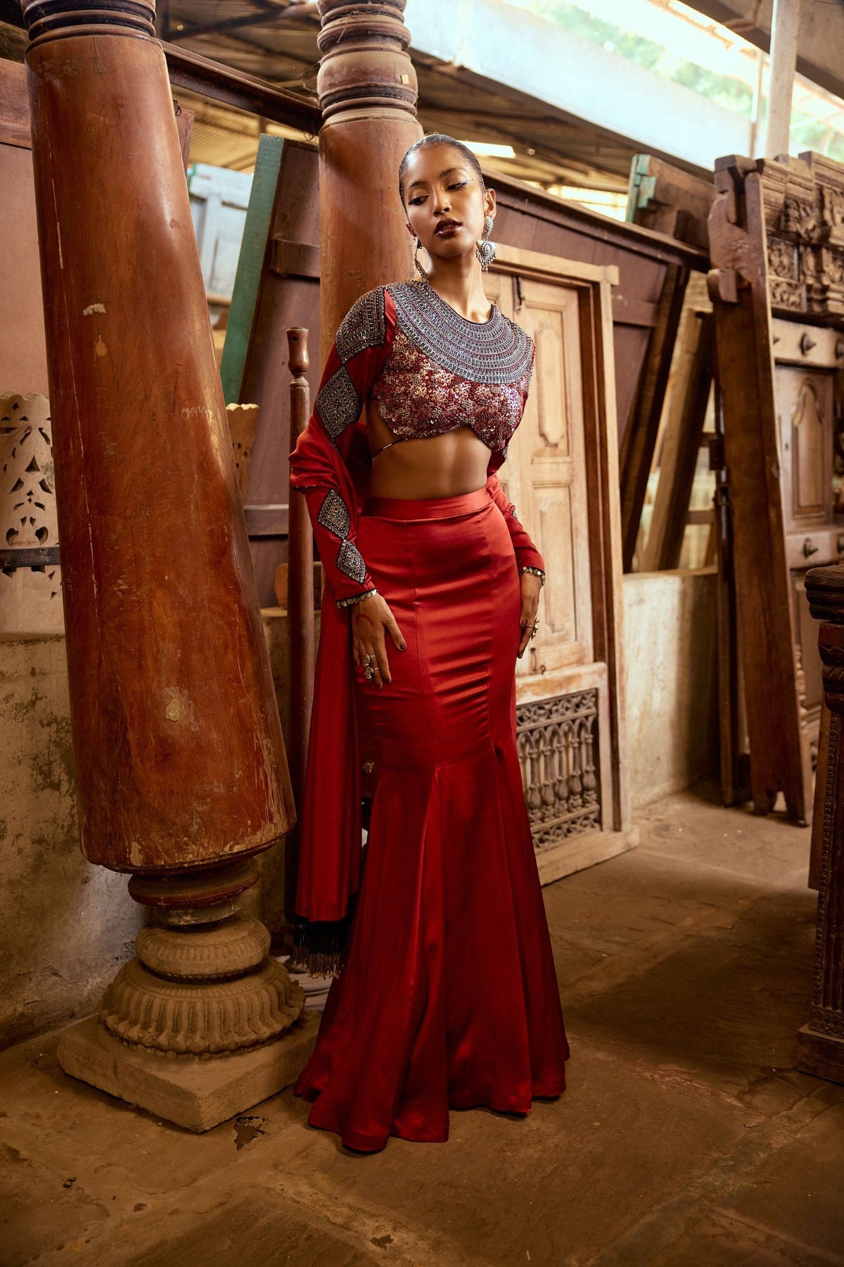 FISH CUT SKIRT+DUPATTA