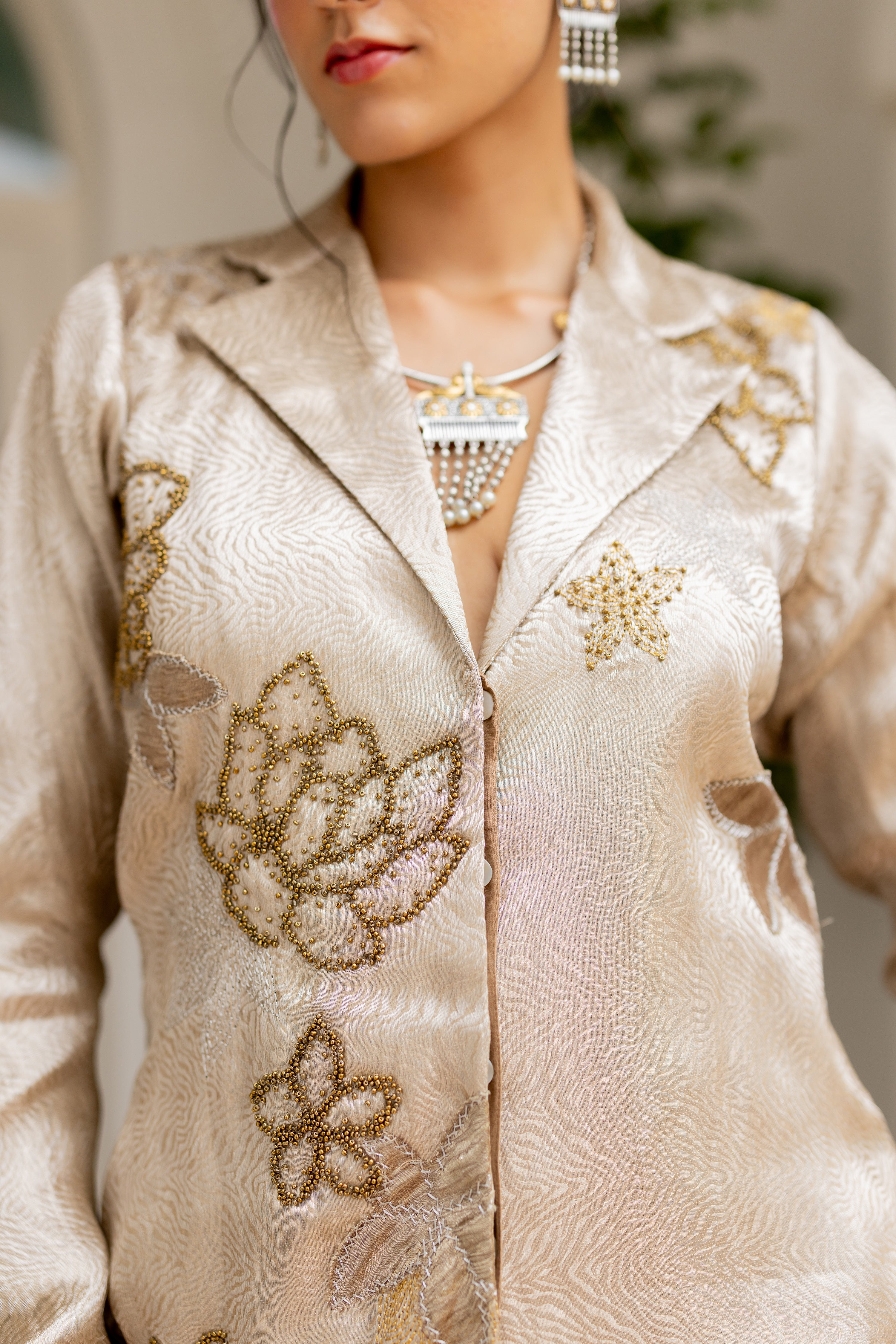 SNAKE PRINT JACKET WITH BROWN PANTS (Akshi)