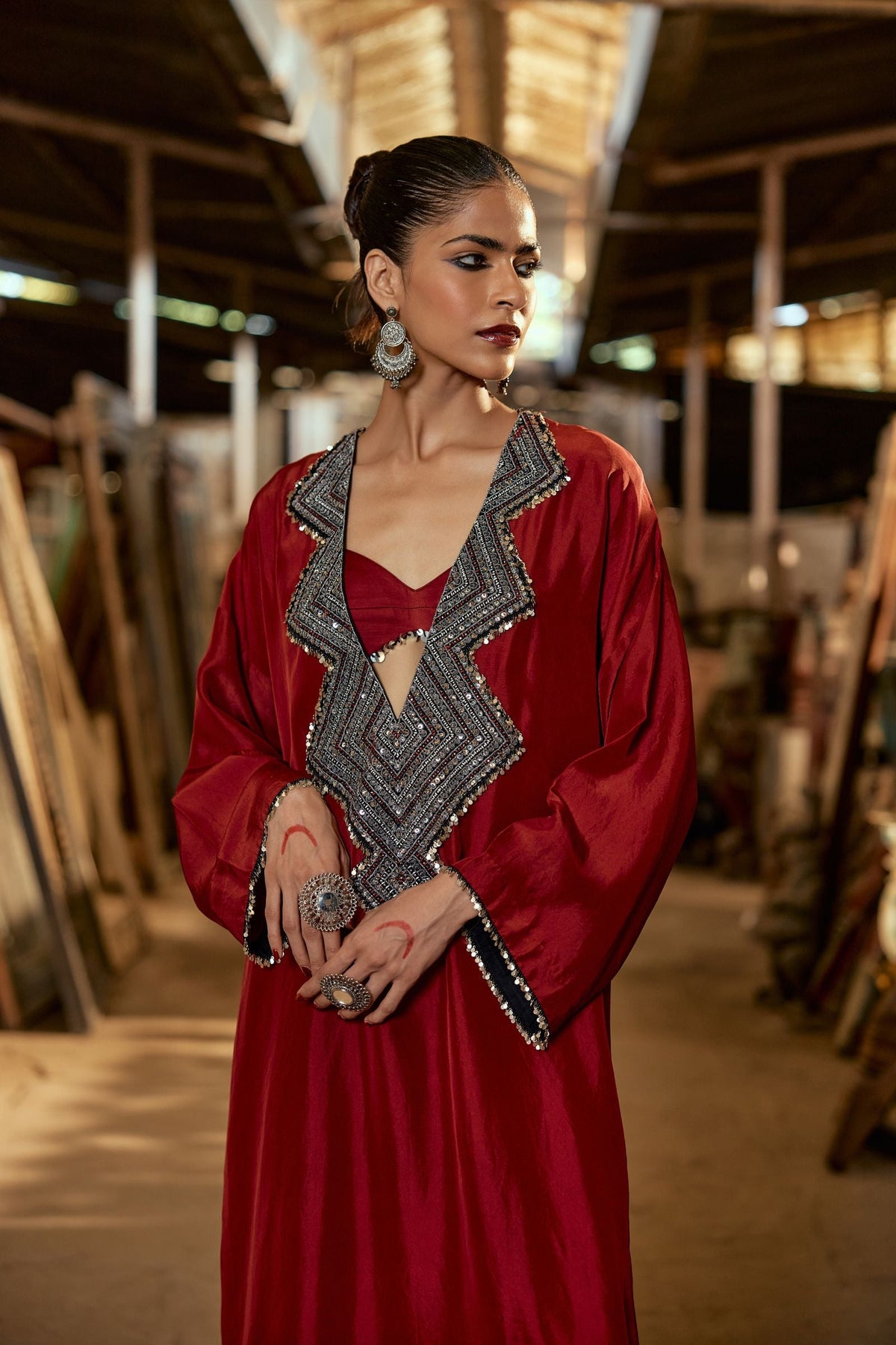 MAROON KAFTAN WITH PANTS