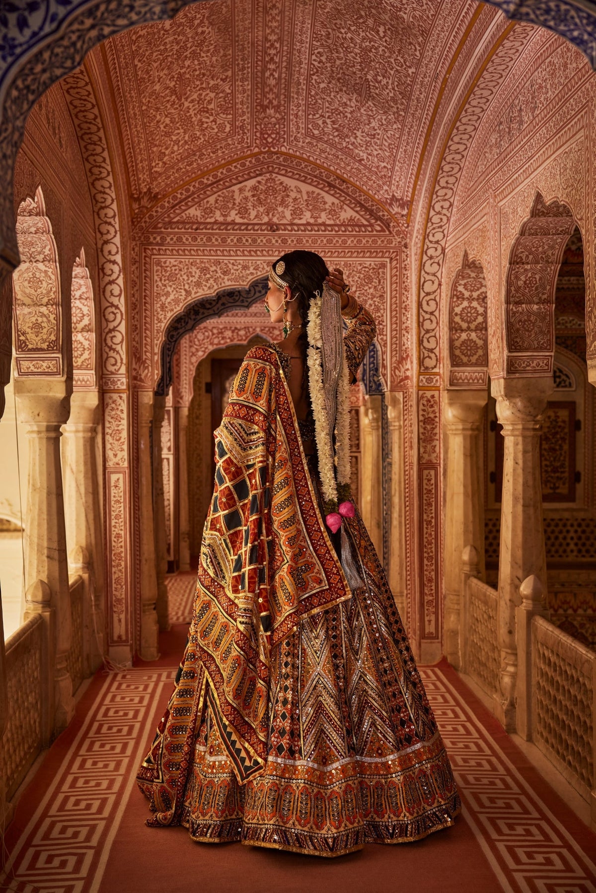 Multicolour Lehenga Set With Hand Embroidery