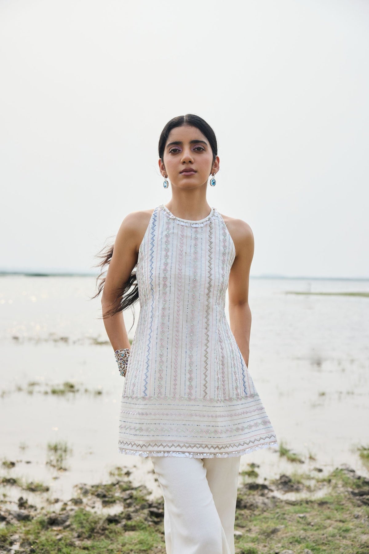 SHORT KURTA PAIRED WITH FLARED PANT AND DUPATTA