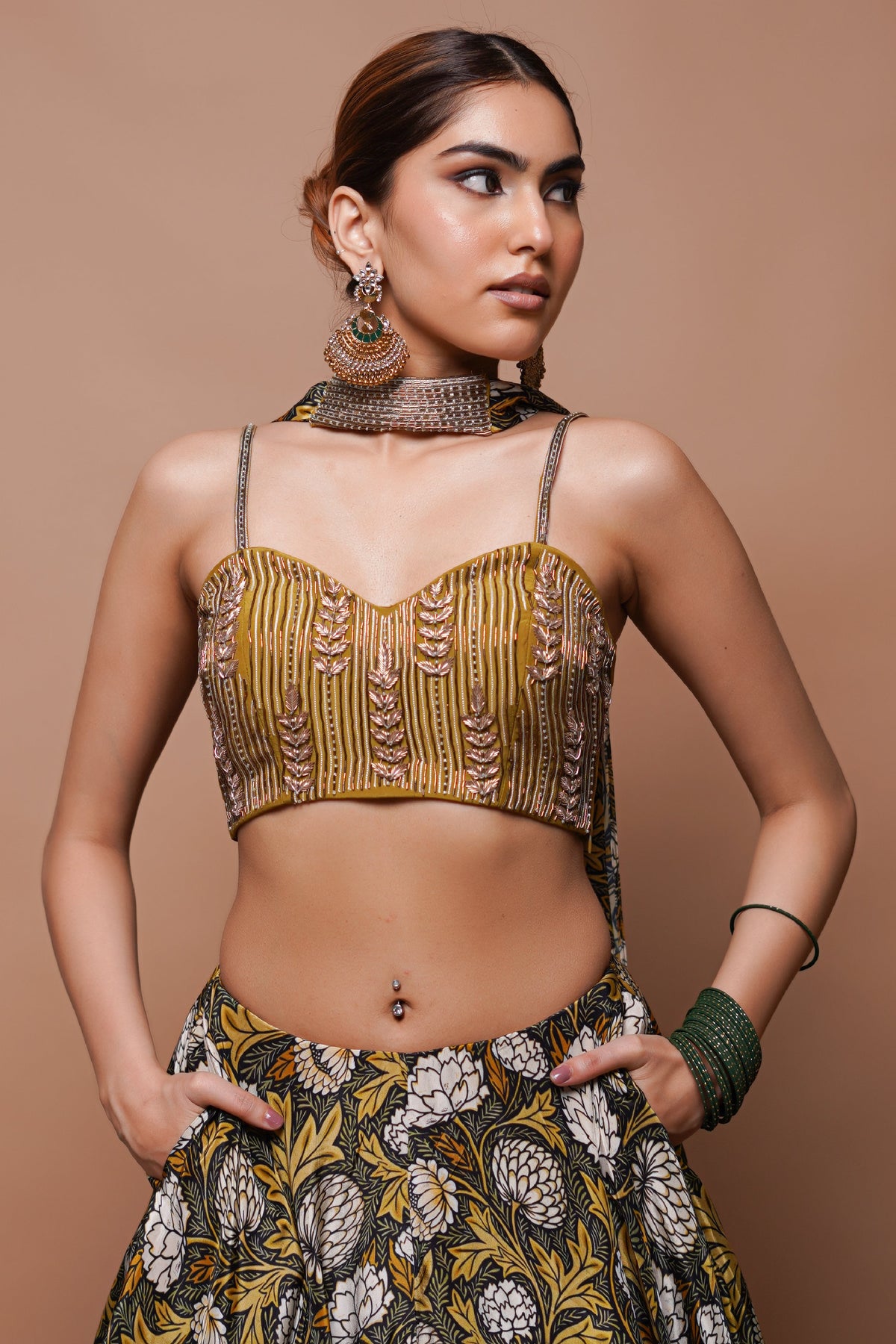 FOREST DIGITAL PRINT LEHENGA SET  (SET OF 3)