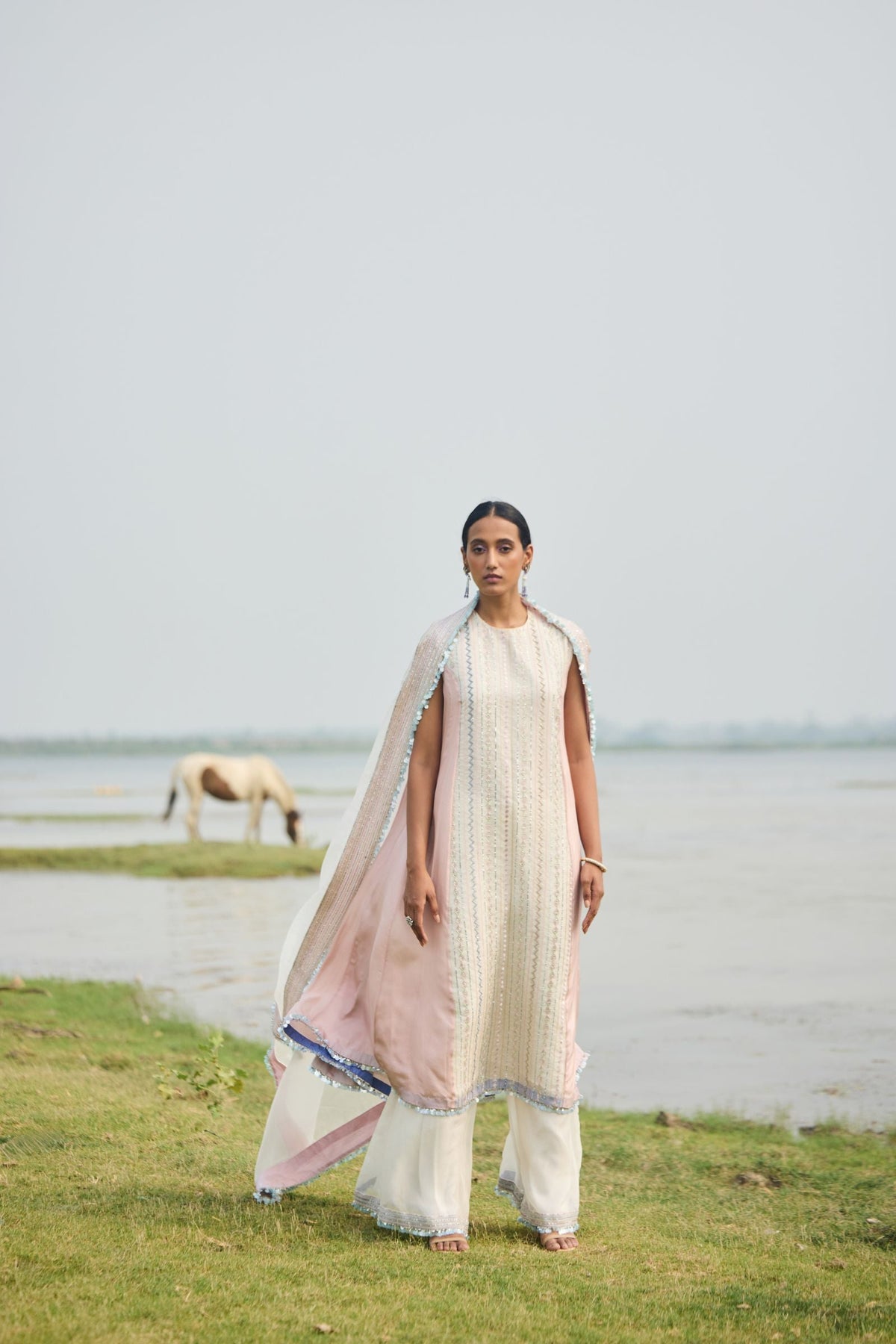 EMBROIDERED  KURTA PAIRED WITH PSNT AND DUPATTA