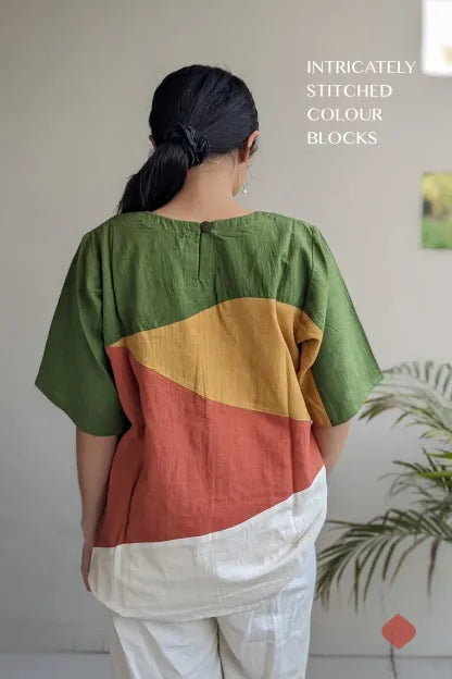 Malhar – Colour Block Nature Top | Naturally Dyed | Organic Cotton