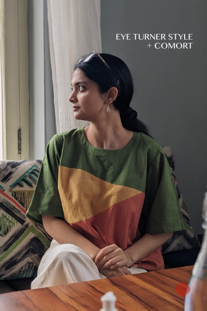 Malhar – Colour Block Nature Top | Naturally Dyed | Organic Cotton