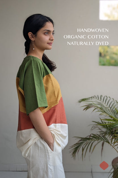 Malhar – Colour Block Nature Top | Naturally Dyed | Organic Cotton