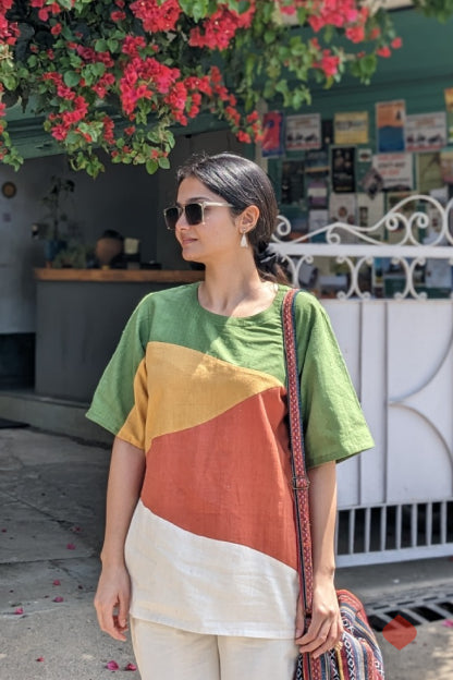 Malhar – Colour Block Nature Top | Naturally Dyed | Organic Cotton