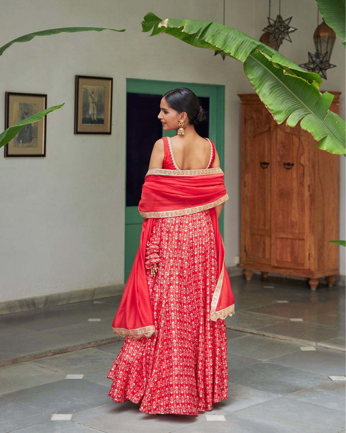 Surkh Chanderi Lehenga Set