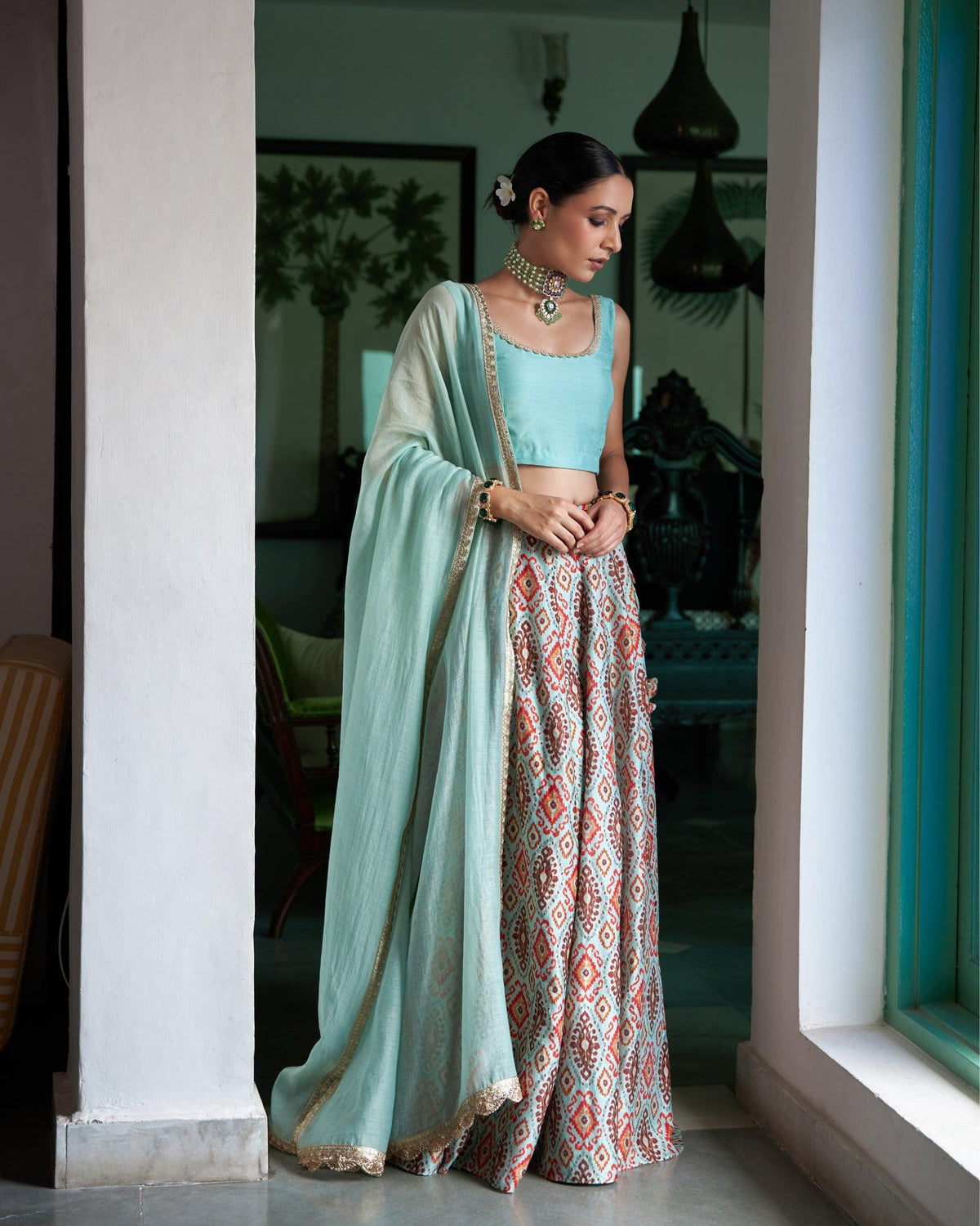 Firoza Chanderi Lehenga Set