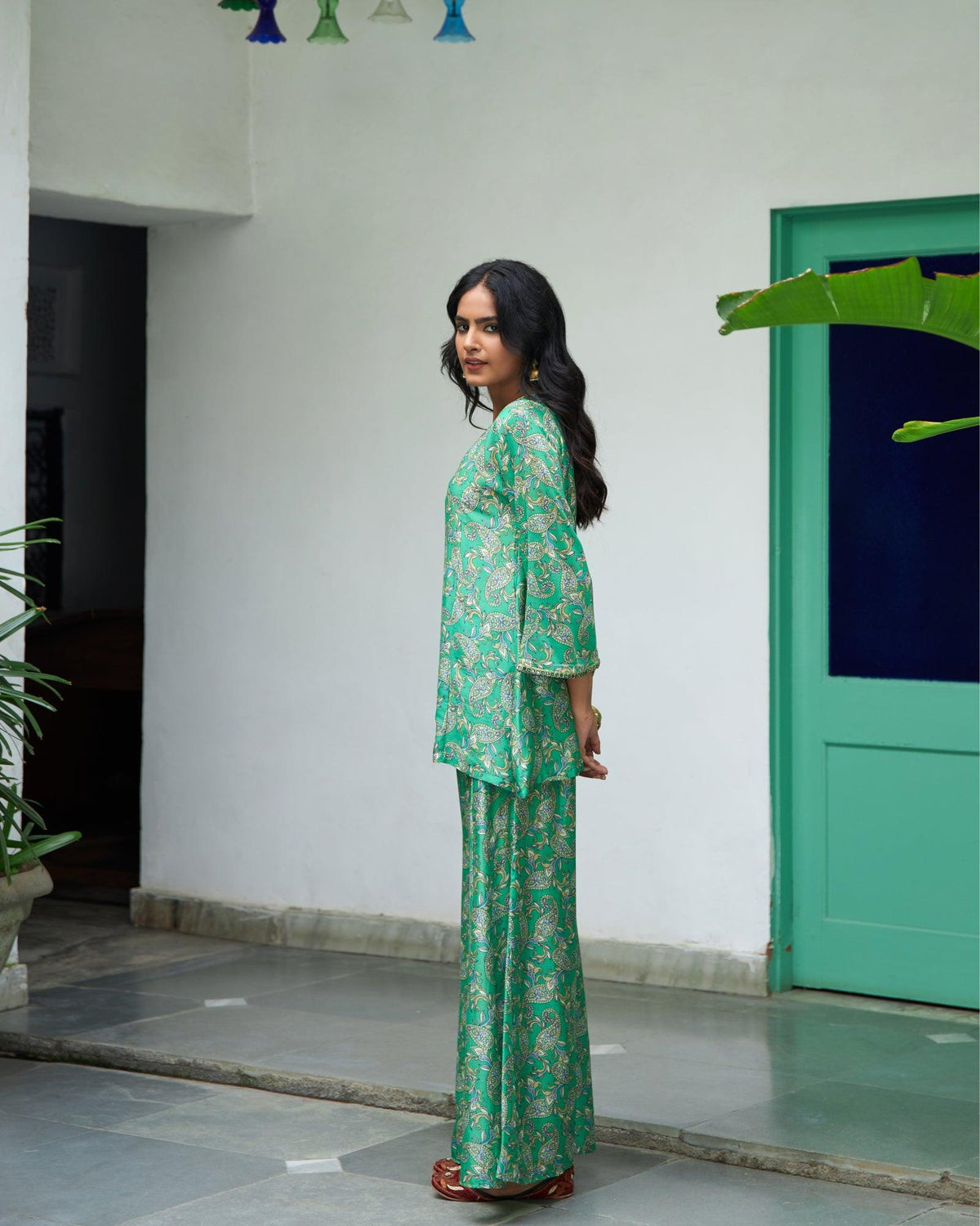 Green Paisley Kurta Sharara Set