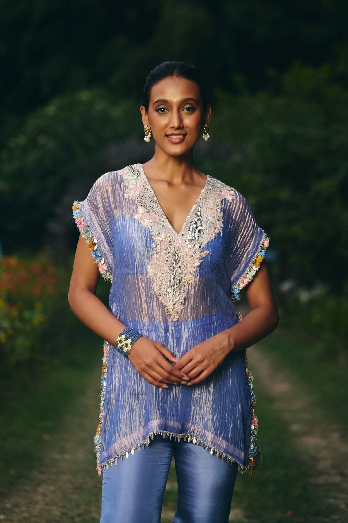 KAFTAAN  PAIRED BLOUSE AND BELL BOTTOM PANT