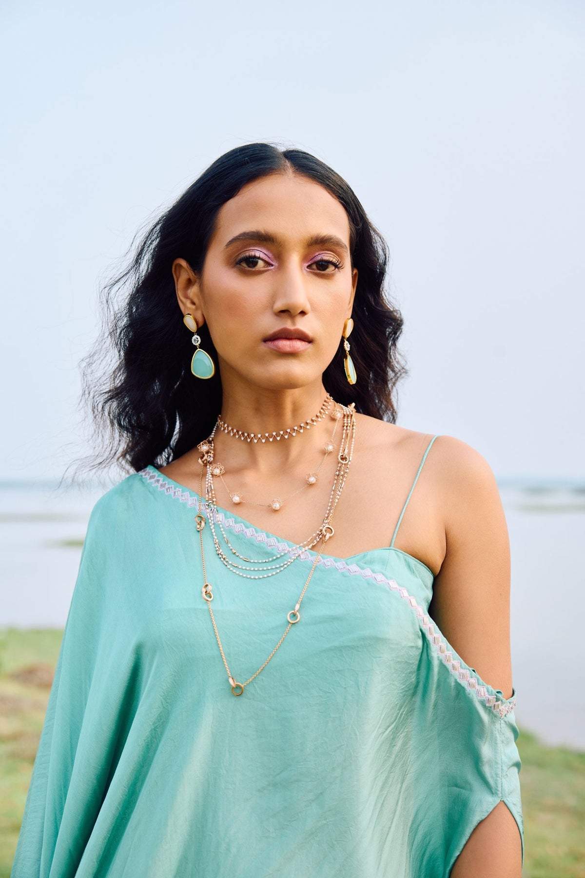 CAPE PAIRED WITH BLOUSE CRUSHED SHARARA SET