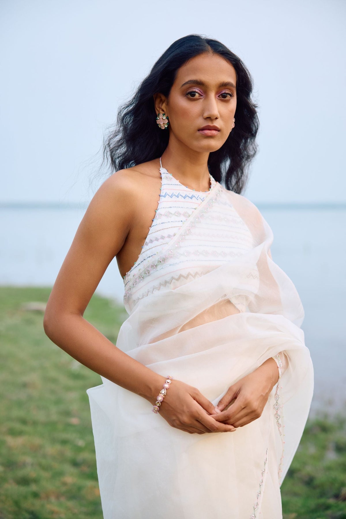 SAREE PAIRED BLOUSE AND PETICOAT