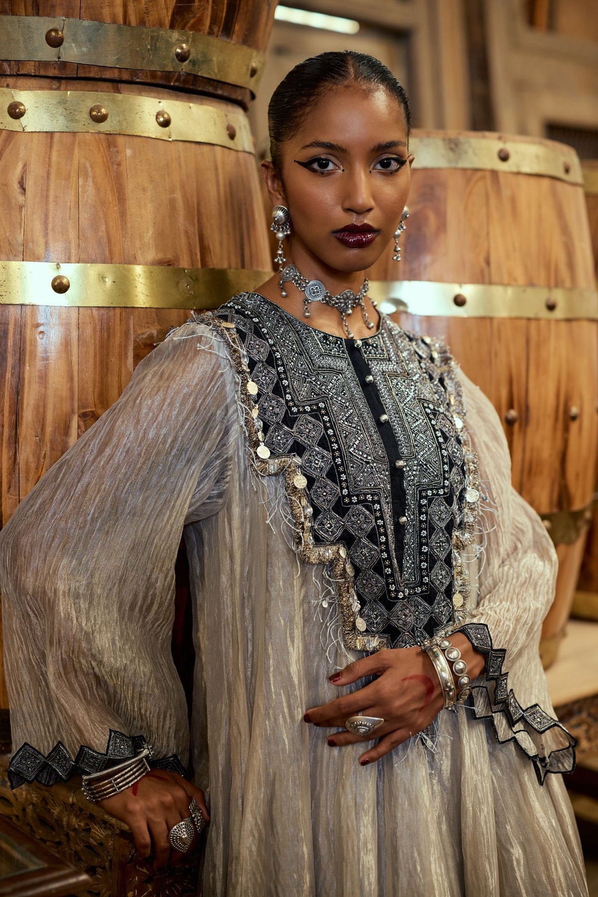 PLEATED TISSUE ANARKALI AND PANTS