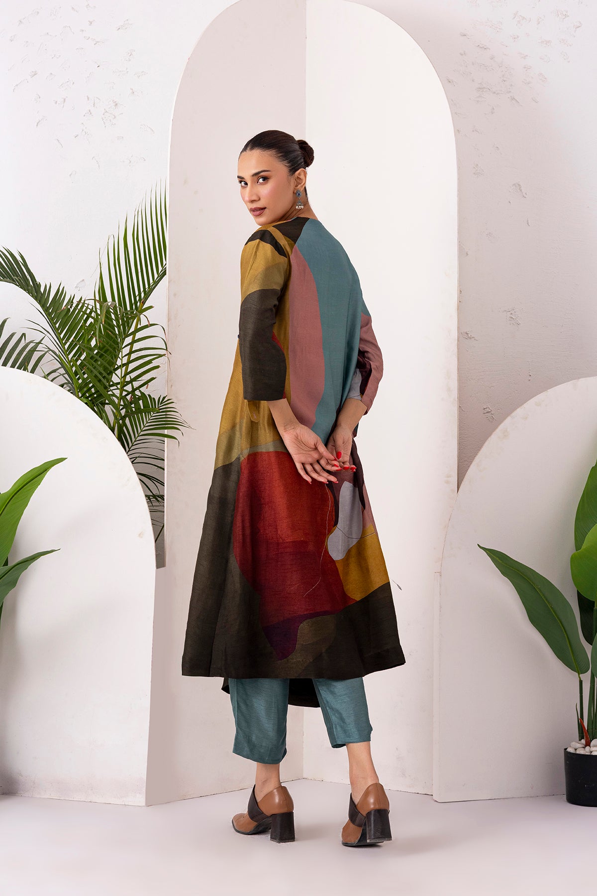 Multicoloured Viscose Dupion Printed Dress (1 PC)