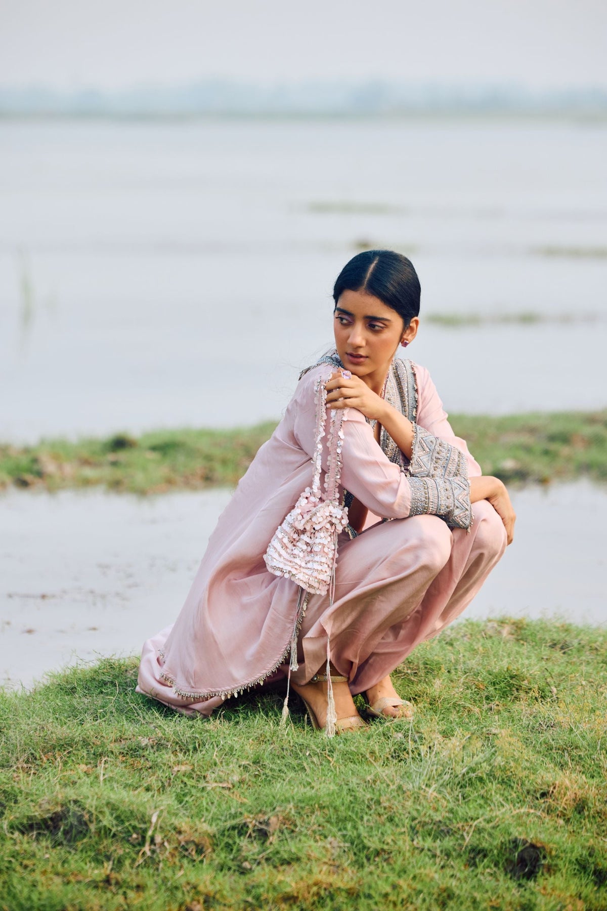KURTA WITH HEAVY YOKE PAIRED WITH   DHOTI AND BLOUSE