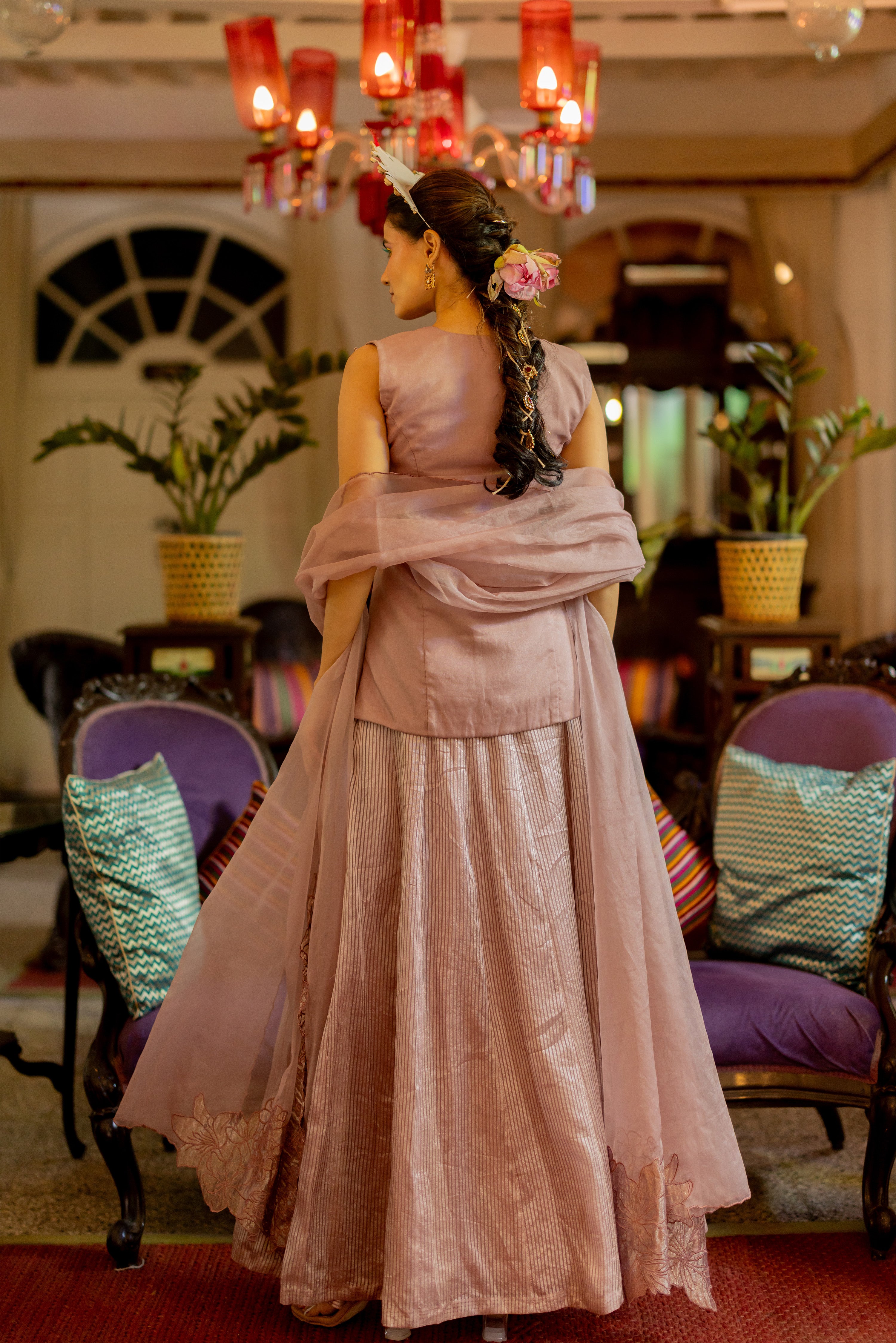 CHAMPAGNE KURTA SKIRT WITH DUPATTA (kavya)