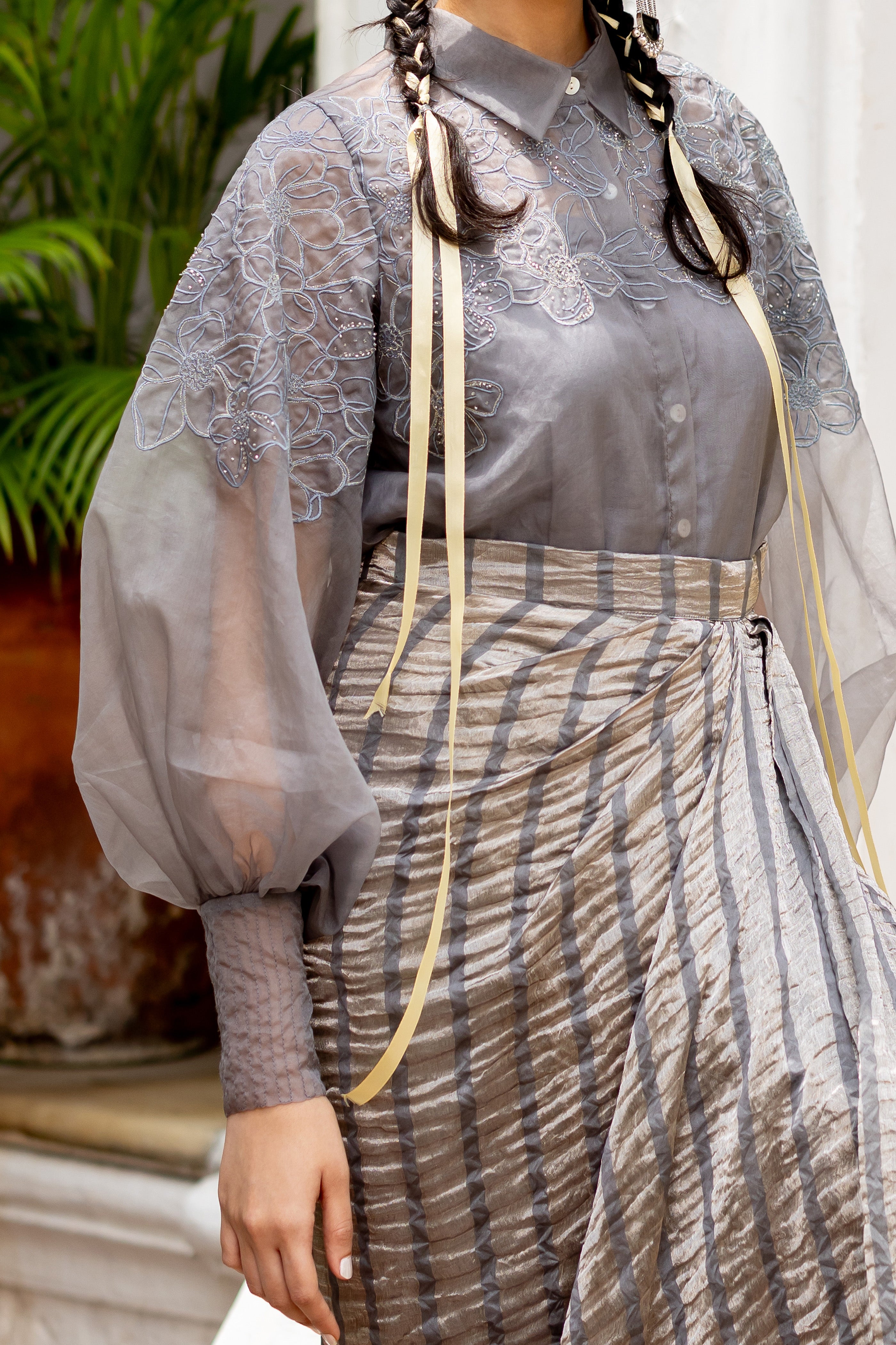 ASH SHIRT WITH DRAPE SKIRT (myrna)