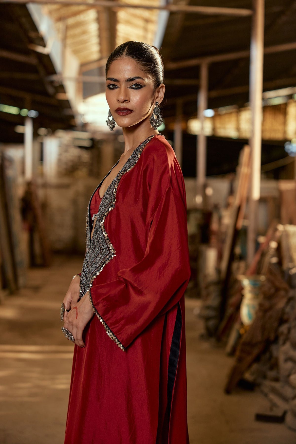 MAROON KAFTAN WITH PANTS