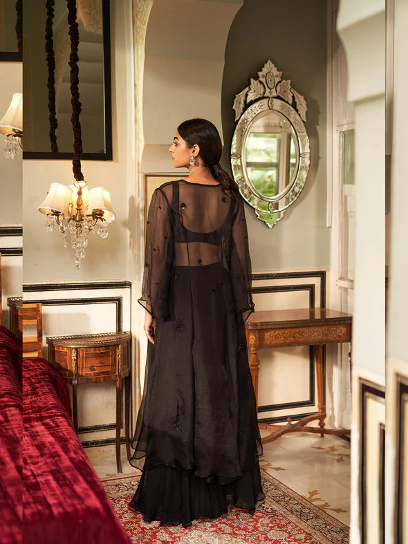 Black Dandelion Organza Jacket Set