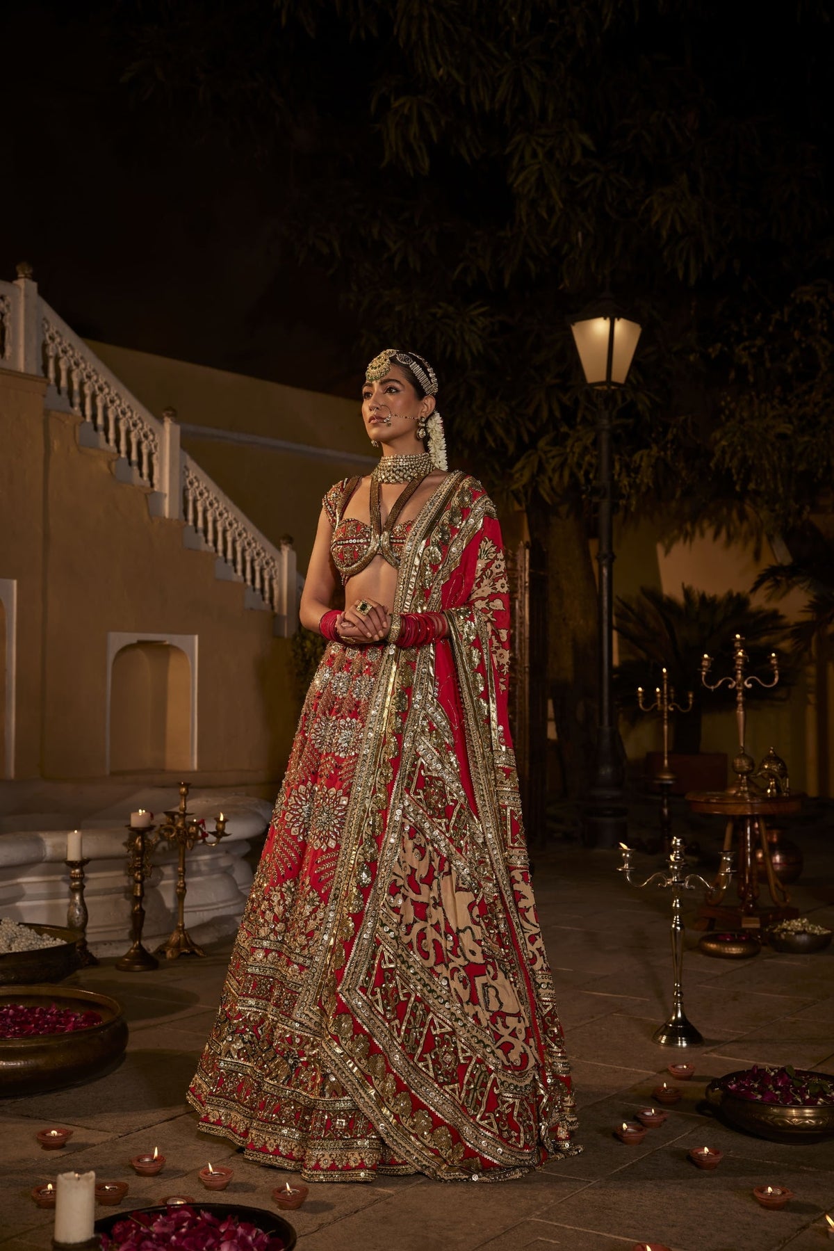 Bridal Lehenga Set With Animal And Floral Motifs