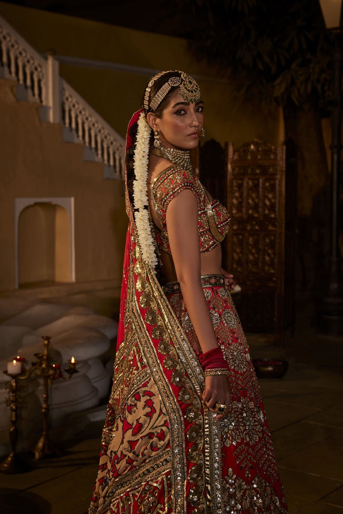 Bridal Lehenga Set With Animal And Floral Motifs