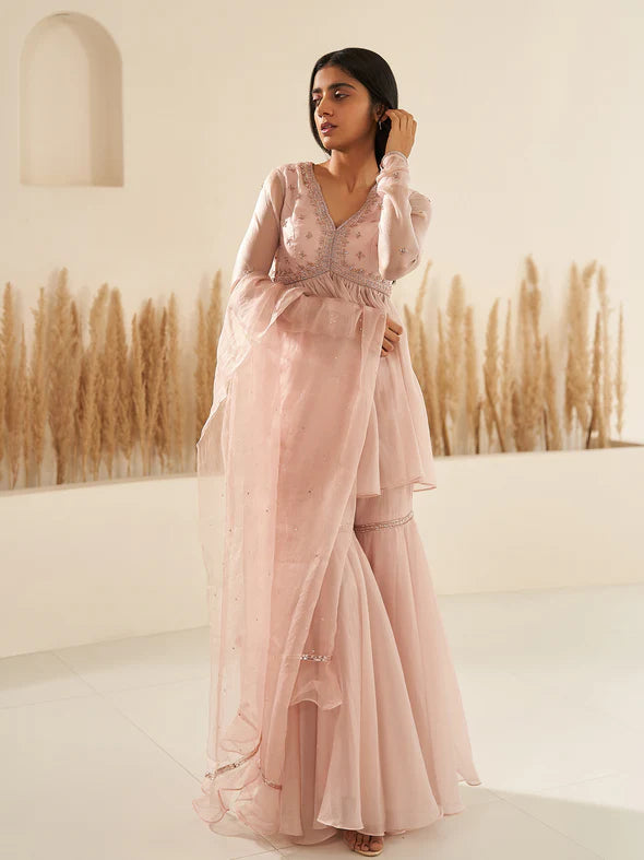 Iris Nude Sharara Set