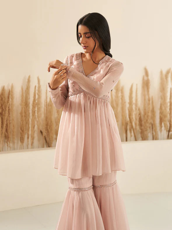 Iris Nude Sharara Set