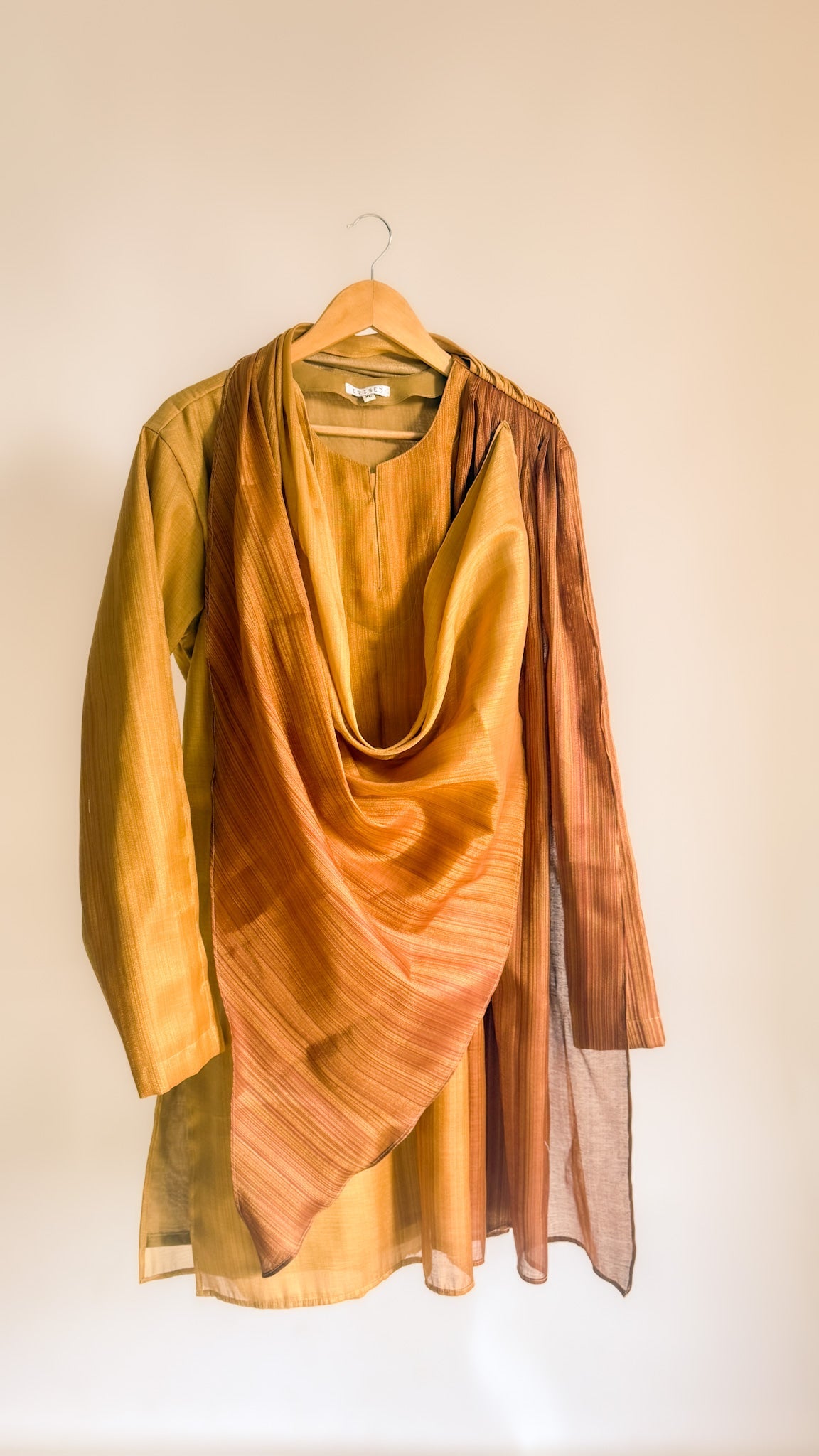 Goldline Classic Drape Kurta - Kesari Amber