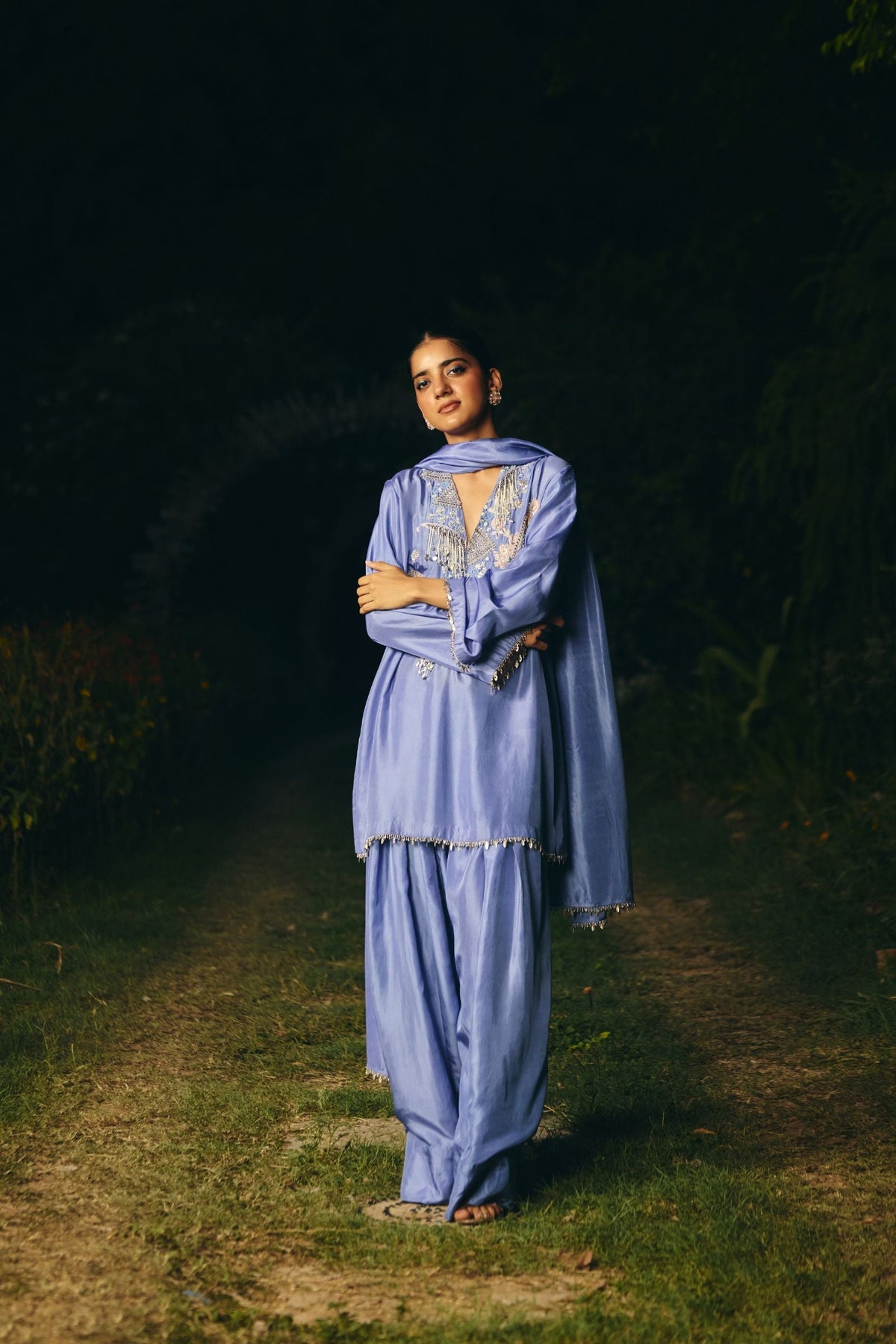 KURTA WITH HEAVY YOKE PAIRED WITH FARSHI SALWAR  AND DUPATTA
