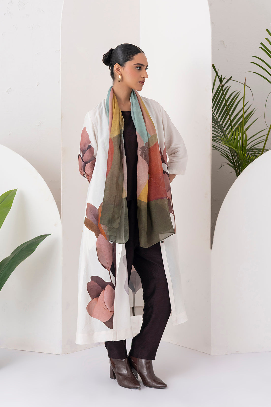 Multicoloured Thin Chanderi Printed Stole  (1 PC)